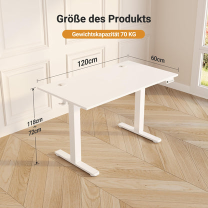 Claiks Elektrischer Steh-Sitz Schreibtisch 120x60cm Weiss