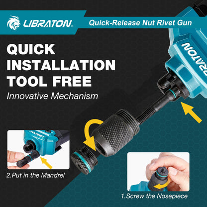 LIBRATON Nietmutternzange Set 16 Zoll mit 7 metrischen Dornen