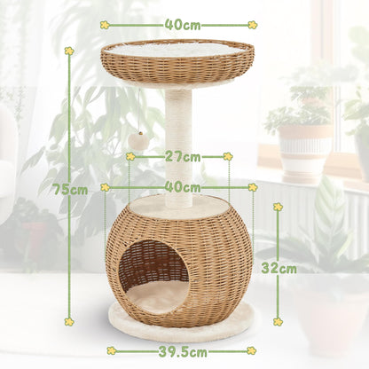 Yaheetech Katzenkratzbaum 75 cm Beige – für grosse Katzen