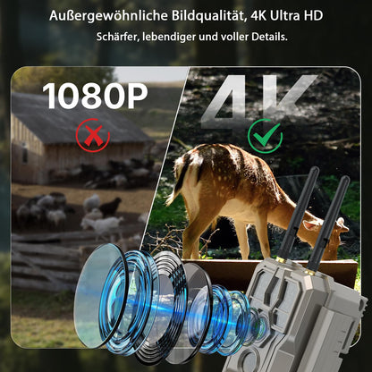 GardePro E8 2.0 Pro Wildkamera mit WLAN, 64MP 4K und 64GB SD-Karte