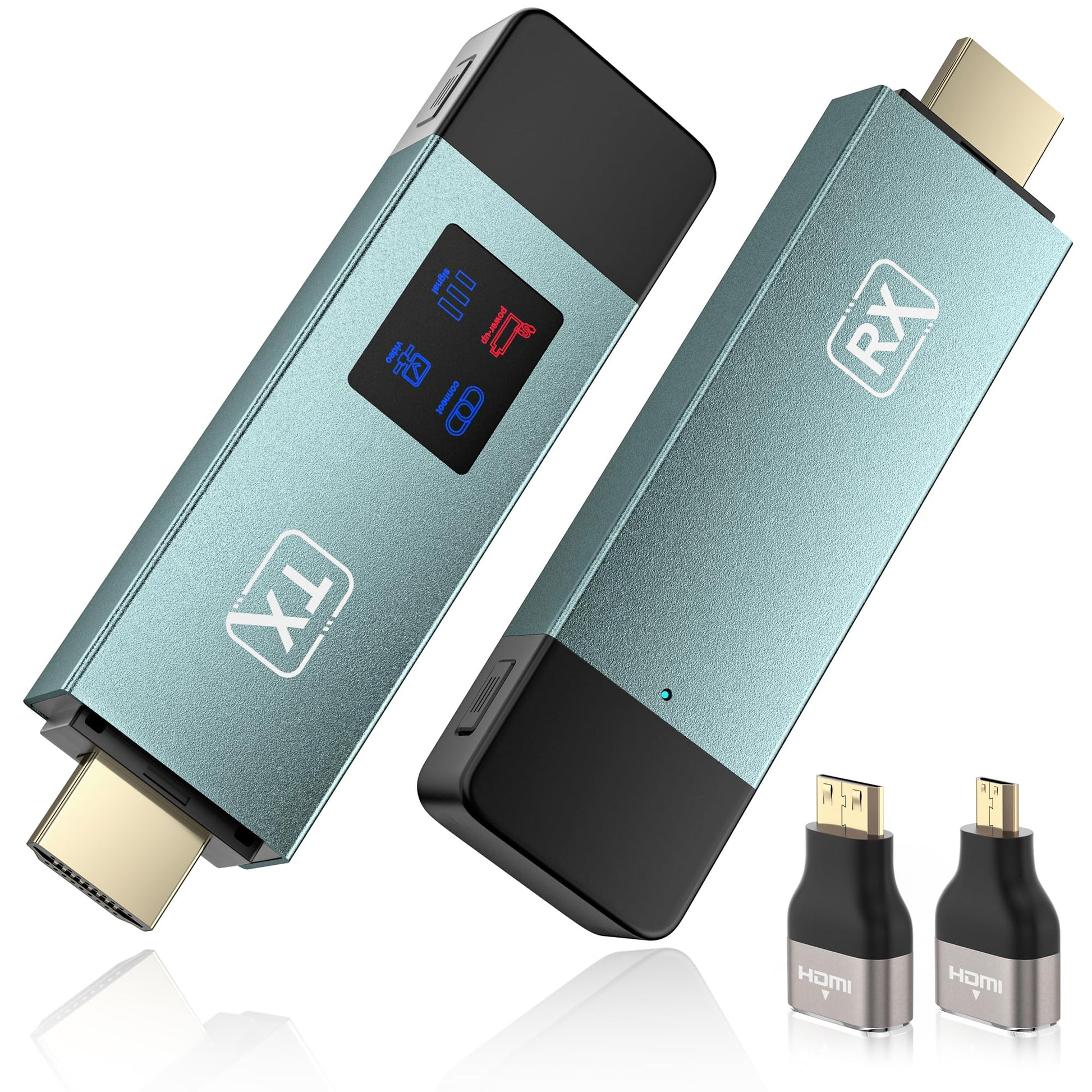 Tragbarer Drahtloser HDMI Sender Empfänger – 30m, 2.4/5G, LED: Rechteckig, schwarz, LED. Kabellose HDMI-Videoübertragung bis 30m.