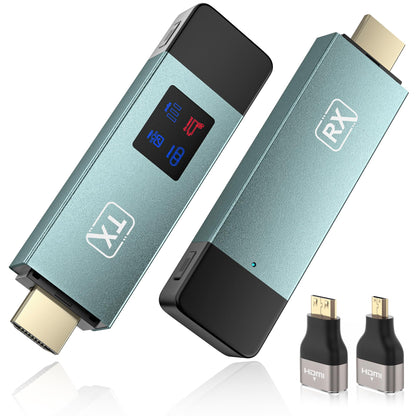 Tragbarer Drahtloser HDMI Sender Empfänger – 30m, 2.4/5G, LED: Rechteckig, schwarz, LED. Kabellose HDMI-Videoübertragung bis 30m.
