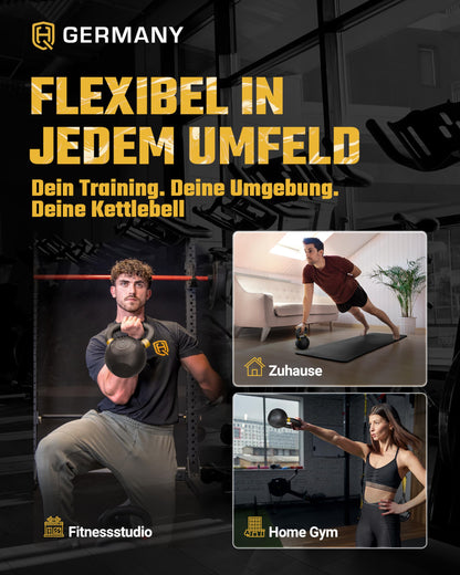 HQ Germany Powdercoat Fitness Kettlebell Vollguss - 16KG