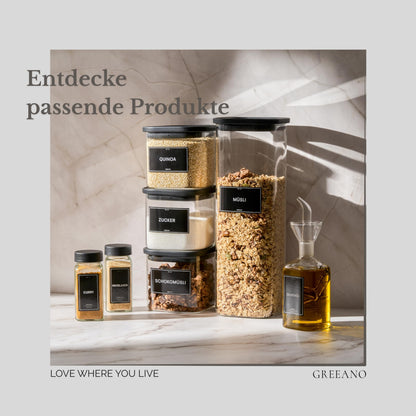 Greeano Vorratsgläser eckig mit Glasdeckel 400 ml 6er Set