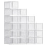 SONGMICS Schuhboxen 18er Set, Kunststoff, stapelbar, transparent-weiss