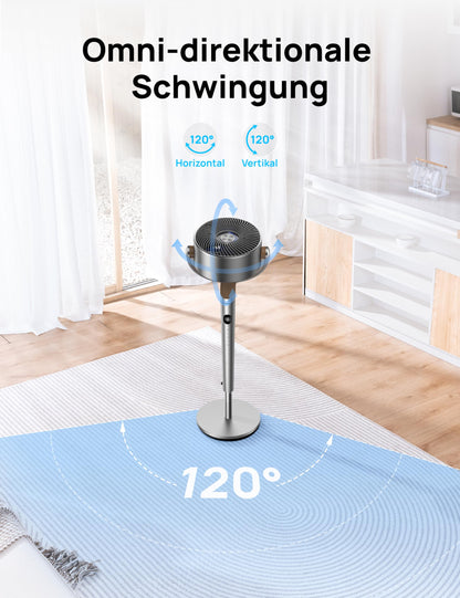 DREO Smart Standventilator mit Wi-Fi, 20 dB leise, höhenverstellbar