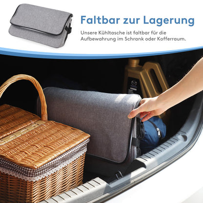 Lifewit Kühltasche 40 L faltbar, Thermotasche für 60 Dosen, Grau