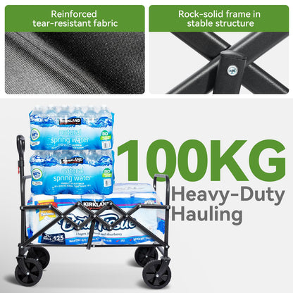 HIKENTURE Bollerwagen Faltbar – 65L, 100kg, 4.9kg Leichtgewicht