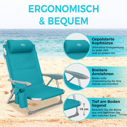WEJOY Strandstuhl Hochlehner leicht klappbar – Cyan