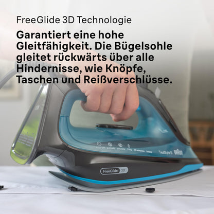 Braun TexStyle 5 SI5256 BL Dampfbügeleisen, 2600 W, Schwarz/Blau