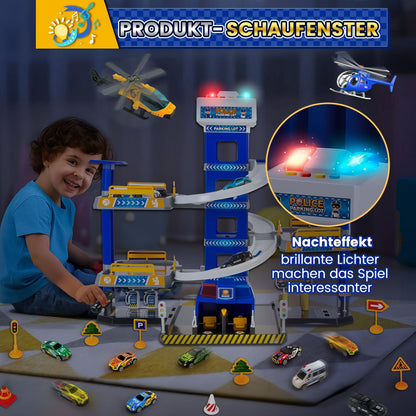BuzzoXerex 5 Stockwerke Parkgarage Spielzeug Parkhaus - Polizei