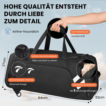 Cozor Sporttasche 58L, Reisetasche mit Schuhfach und Nassfach