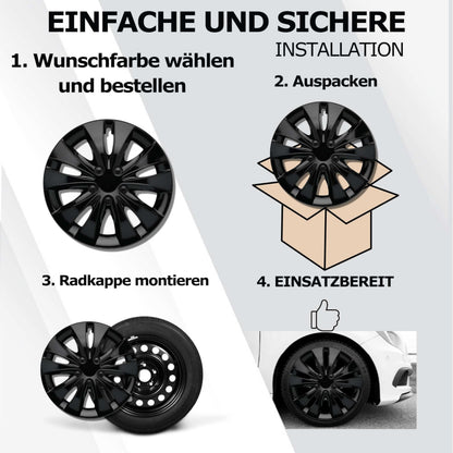 Kuglo Radkappen 16 Zoll Schwarz 4er-Set für Stahlfelgen