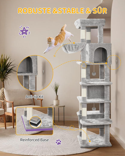 Hzuaneri MS17018LG Katzenbaum 170cm mehrstöckig - Hellgrau