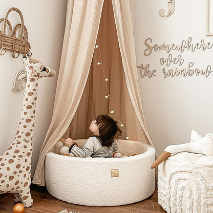 MEOWBABY Bällebad Baby Boucle 90x40cm mit 300 Bällen Rosa
