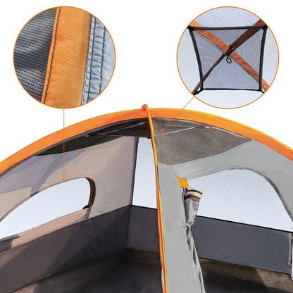 Amazon Basics Kuppelzelt für 4 Personen, wasserdicht, Orange/Grau