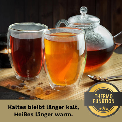 Creano Doppelwandige Trinkgläser 250 ml, 6er Set, spülmaschinenfest