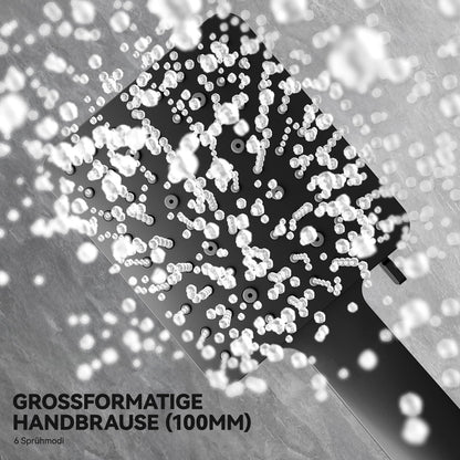 Auralum Thermostat Duschsystem - Schwarz 30cm Regendusche