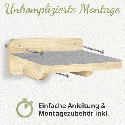WOOWOOD Kletterwand für Katzen, 3er-Set Katzentreppe Wand, Naturhell