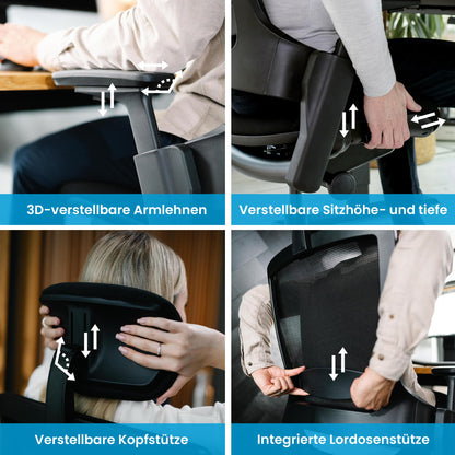 Ergotopia NextBack Ergonomischer Bürostuhl - mit Kopfstütze