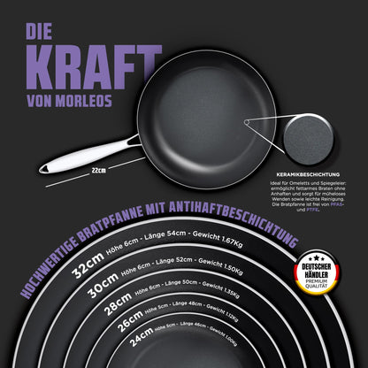 Morleos Keramik Induktionspfanne - 32cm PFAS & PTFE Frei