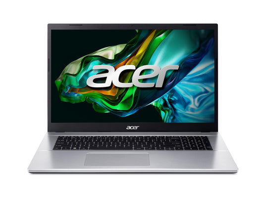 Acer Aspire 3 A317-54-79NV Laptop 17.3" - Silber. Rechteckiger, silberner Laptop für mobiles Arbeiten und Surfen.