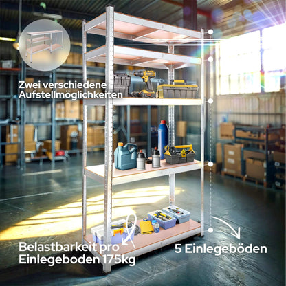 Arebos Schwerlastregal 2er Set, 180 x 90 x 40 cm, 875 kg, verzinkt