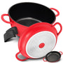 TLESS Aluguss Bräter 2in1 mit Deckel für Induktion Ø 24 cm 4 Liter rot
