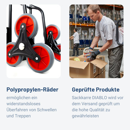 Pallit Diablo-FS Treppen-Sackkarre klappbar - 3-Rad-System, 120kg