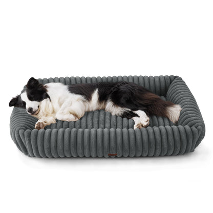 BEDSURE Orthopädisches Hundebett gross - Grau, 109x76x20cm. Graues, rechteckiges Hundebett zur Gelenkentlastung grosser Hunde.