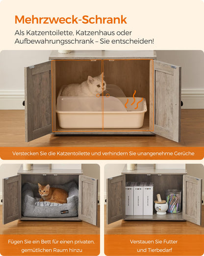 Feandrea Kratzbaum mit Katzenklo-Schrank - PCT113G01 Greige