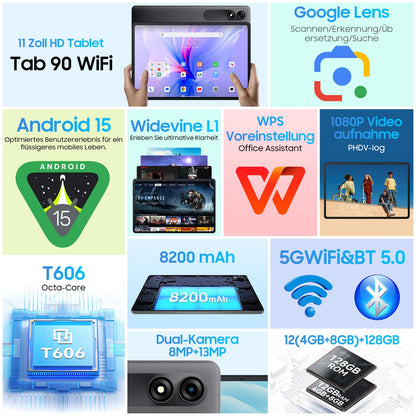 Blackview Tab90 WiFi Android 15 Tablet – 11 Zoll 128GB