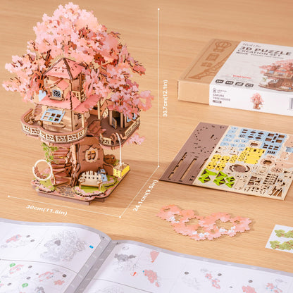 Rolife 3D Puzzle Sakura Baumhaus, Holz-Modellbausatz, 535 Teile