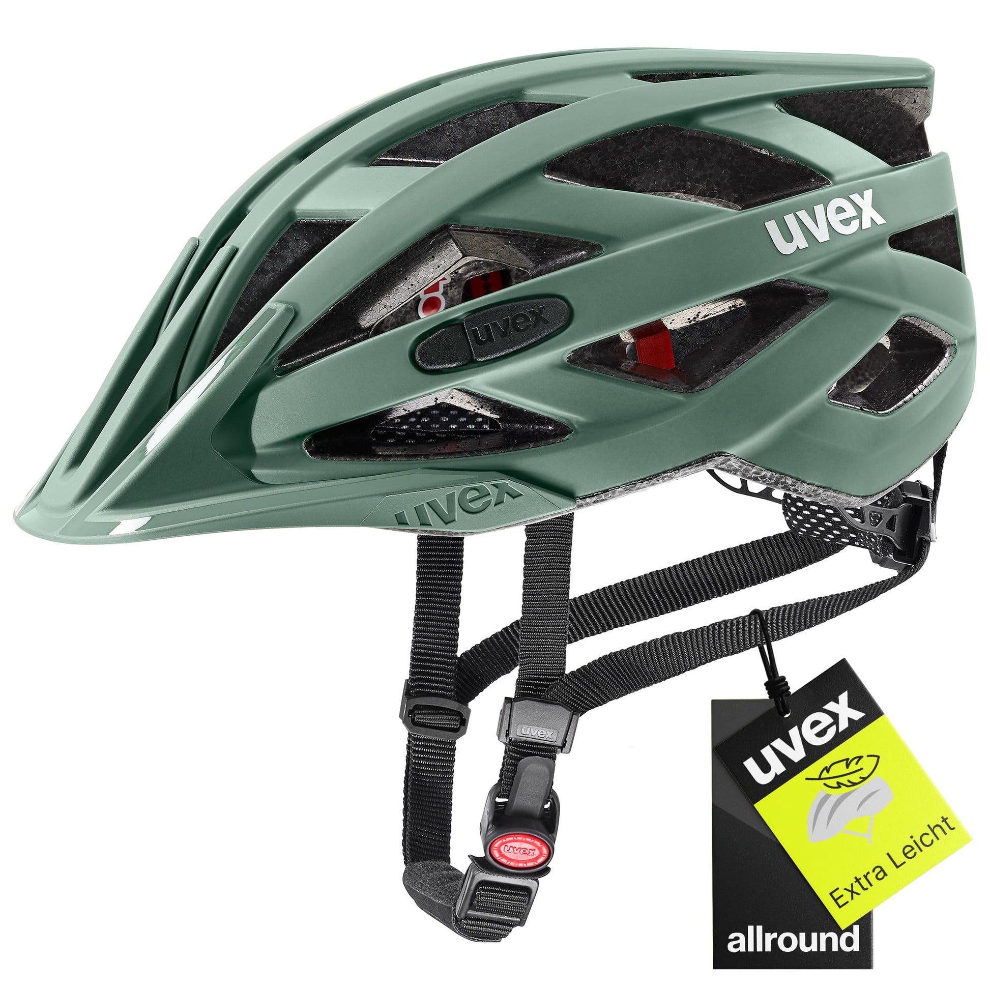 uvex i-vo cc Allround-Helm Moss Green matt 52-57 cm mit Belüftungskanälen und verstellbarem Gurtband