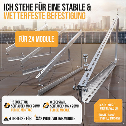 Lichtblicker Balkonkraftwerk Halterung 118 cm Alu für 2 Solarmodule