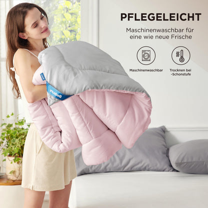 BEDSURE Bettdecke 155x220 cm Ganzjahresdecke 300GSM, Pinkesque/Grau