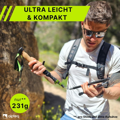 Alpteq Wanderstöcke faltbar Carbon 115-135 cm - Lime Green