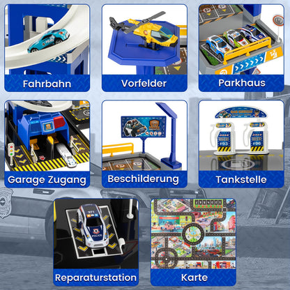 BuzzoXerex 5 Stockwerke Parkgarage Spielzeug Parkhaus - Polizei