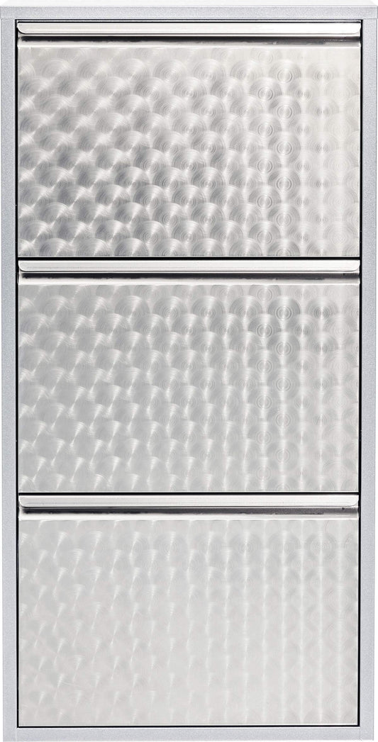 Kare Design Caruso Schuhschrank - Silber Metall, 3 Klappen