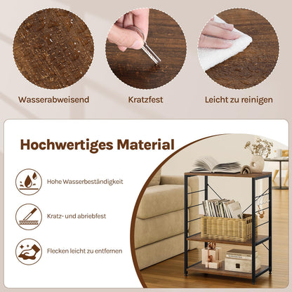 WOLTU Küchenregal Mikrowellenhalter aus Holz und Stahl, Vintagebraun