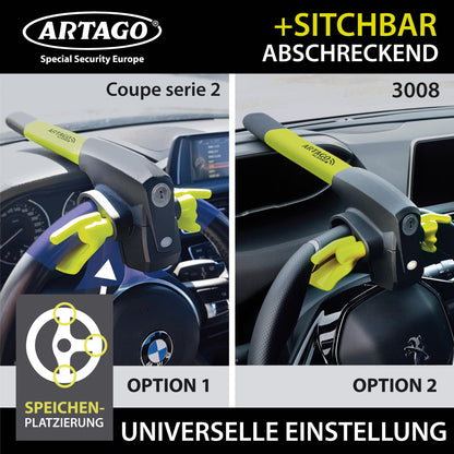 ARTAGO 870 Lenkradkralle mit Alarm 120dB – Diebstahlsicherung