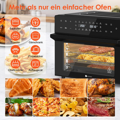 LLIVEKIT Heissluftfritteuse XXL 30L, Minibackofen mit 20 Programmen