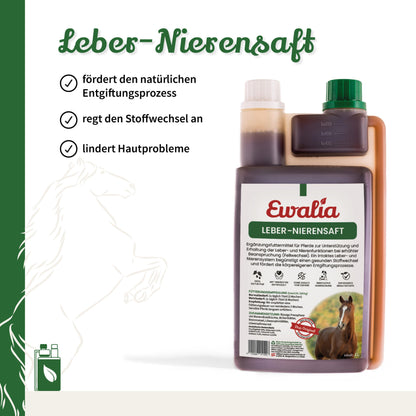 EWALIA Leber-Nierensaft Ergänzungsfuttermittel Pferd - 3x1 Liter