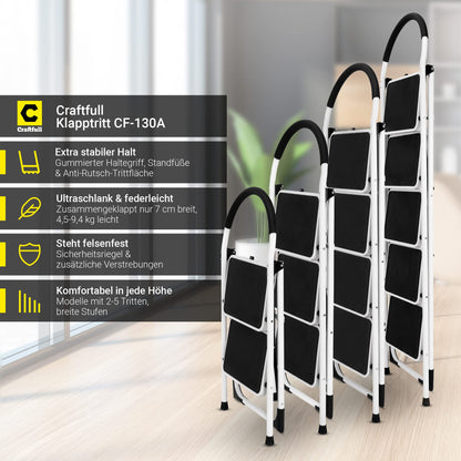 CRAFTFULL Trittleiter CF-130A Mehrzweckleiter - 5 Stufen