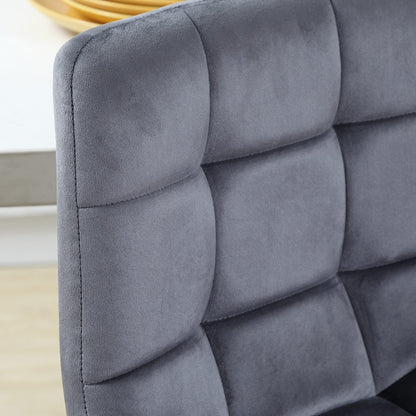 HOMCOM 2er-Set Barhocker – Samt Grau, Stahlbeine