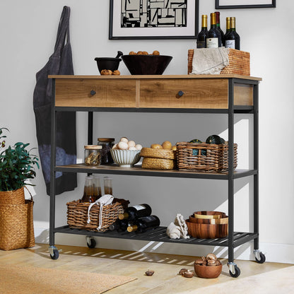 SoBuy FKW112-PF Küchenwagen Industrie-Design, Rollen & Schubladen