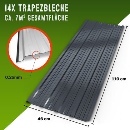 GARDEBRUK Trapezblech 7m² Dachblech Anthrazit – Verzinkt