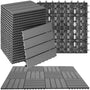 tectake WPC Klickfliesen Tegulas, Holzoptik, grau, 22er Set, 31x31 cm – Terrassenfliesen mit Klicksystem und Drainage