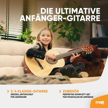 MAX SoloArt Akustik Gitarre 3/4 - Kinder ab 6 Jahren