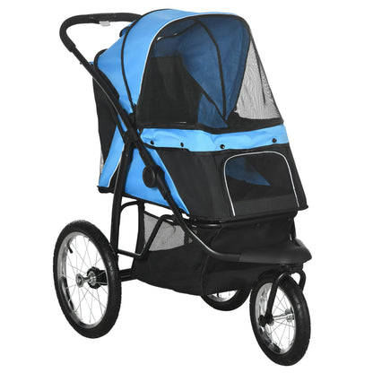PawHut Hundewagen klappbar bis 20kg für Hunde & Katzen - Blau. Blauer, faltbarer Transportwagen für Haustiere bis 20kg.
